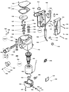 Default 2 Diagram and Parts List for 5022K Type 100 Black and Decker Hammer